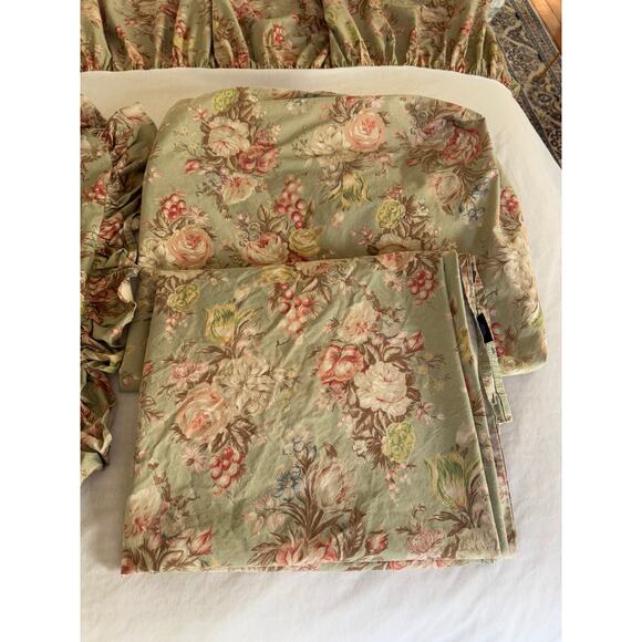 Ralph Lauren Charlotte Green Floral Print Twin Set Sheets Sham & Dust Ruffle - Picture 2 of 9